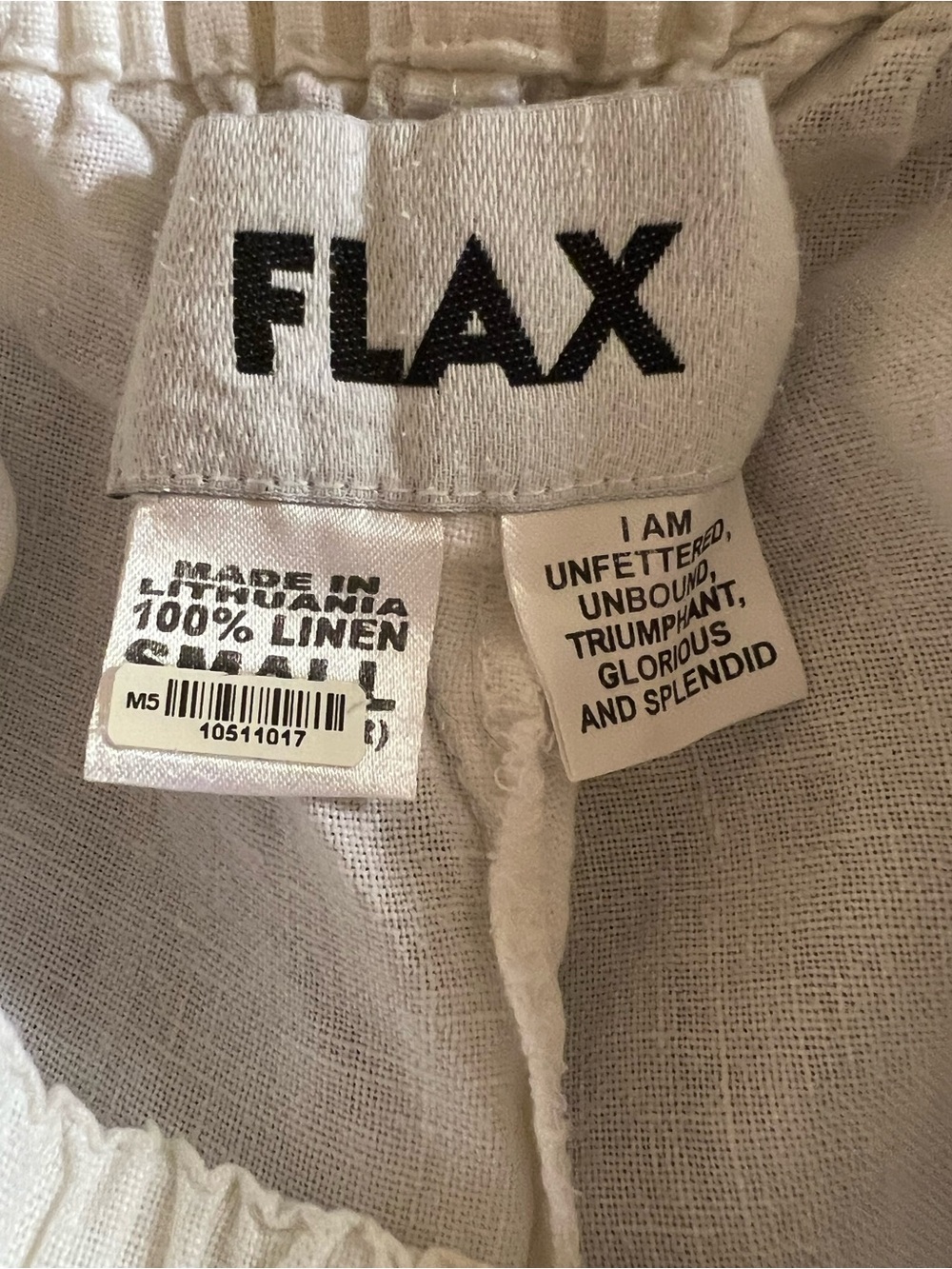 Flax White 100% Linen Pull On Wide Leg High Rise Flood Lagenlook Pants Small - Picture 5 of 5